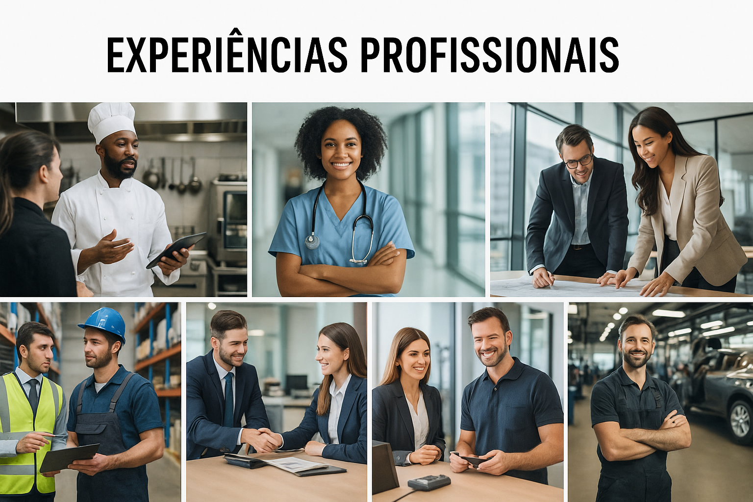 Experiências profissionais em diferentes áreas